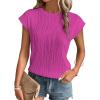imageATHMILE Womens Short Sleeve Summer Tops Crewneck Textured Shirts Basic T Shirt Casual Work BlousesHot Pink