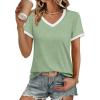 imageATHMILE Womens Short Sleeve TShirts Spring Summer Tops Casual Soft Tunic V Neck Basic Workout Clothes Fashion Outfits 2026Green