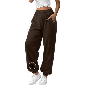 imageATHMILE Sweatpants Women Baggy Lounge Pants Workout Gym Active High Waisted Comfy Joggers for Women Fall Clothes 2025Fleecebrown
