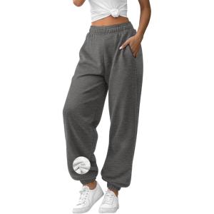imageATHMILE Sweatpants Women Baggy Lounge Pants Workout Gym Active High Waisted Comfy Joggers for Women Fall Clothes 2025Fleecedarkgrey