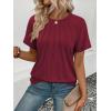 imageATHMILE Womens Short Sleeve Shirts Trendy Dressy Tops Business Casual Tee Fashion Knitted Blouses Y2k Outfits 2025Wine Red