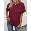 imageATHMILE Womens Short Sleeve Shirts Trendy Dressy Tops Business Casual Tee Fashion Knitted Blouses Y2k Outfits 2025Wine Red