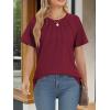 imageATHMILE Womens Short Sleeve Shirts Trendy Dressy Tops Business Casual Tee Fashion Knitted Blouses Y2k Outfits 2025Wine Red