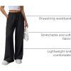 imageATHMILE Womens Wide Leg Sweatpants High Waisted Baggy Pants Fashion Teen Girl Drawstring Athletic JoggersBlack