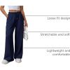 imageATHMILE Womens Wide Leg Sweatpants High Waisted Baggy Pants Fashion Teen Girl Drawstring Athletic JoggersNavy