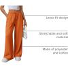 imageATHMILE Womens Wide Leg Sweatpants High Waisted Baggy Pants Fashion Teen Girl Drawstring Athletic JoggersOrange