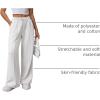 imageATHMILE Womens Wide Leg Sweatpants High Waisted Baggy Pants Fashion Teen Girl Drawstring Athletic JoggersWhite