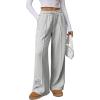 imageATHMILE Womens Wide Leg Sweatpants High Waisted Baggy Pants Fashion Teen Girl Drawstring Athletic JoggersFleecegrey