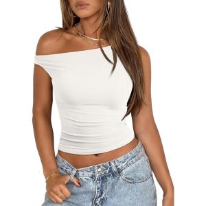 imageATHMILE Womens Off The Shoulder Tops Summer Sleeveless Shirts Going Out Crop Tank Top Y2K T Corset Tube Fashion Outfits 2025White