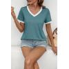 imageATHMILE Womens Short Sleeve TShirts Spring Summer Tops Casual Soft Tunic V Neck Basic Workout Clothes Fashion Outfits 2026Blue Green