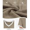 imageATHMILE Womens Short Sleeve TShirts Spring Summer Tops Casual Soft Tunic V Neck Basic Workout Clothes Fashion Outfits 2026Coffe Grey