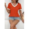 imageATHMILE Womens Short Sleeve TShirts Spring Summer Tops Casual Soft Tunic V Neck Basic Workout Clothes Fashion Outfits 2026Orange