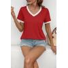 imageATHMILE Womens Short Sleeve TShirts Spring Summer Tops Casual Soft Tunic V Neck Basic Workout Clothes Fashion Outfits 2026Red