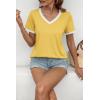 imageATHMILE Womens Short Sleeve TShirts Spring Summer Tops Casual Soft Tunic V Neck Basic Workout Clothes Fashion Outfits 2026Yellow