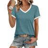 imageATHMILE Womens Short Sleeve TShirts Spring Summer Tops Casual Soft Tunic V Neck Basic Workout Clothes Fashion Outfits 2026Blue Green