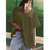 imageATHMILE Womens Oversized Shirts V Neck Plus Size Spring Workout Summer Tops Beach Vacation 2026 Gym Clothes Basic TeeArmy Green