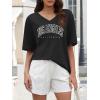 imageATHMILE Womens Oversized Shirts V Neck Plus Size Spring Workout Summer Tops Beach Vacation 2026 Gym Clothes Basic TeeBlack1