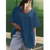 imageATHMILE Womens Oversized Shirts V Neck Plus Size Spring Workout Summer Tops Beach Vacation 2026 Gym Clothes Basic TeeBlue