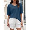 imageATHMILE Womens Oversized Shirts V Neck Plus Size Spring Workout Summer Tops Beach Vacation 2026 Gym Clothes Basic TeeBlue