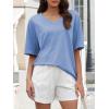 imageATHMILE Womens Oversized Shirts V Neck Plus Size Spring Workout Summer Tops Beach Vacation 2026 Gym Clothes Basic TeeIce Blue