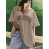 imageATHMILE Womens Oversized Shirts V Neck Plus Size Spring Workout Summer Tops Beach Vacation 2026 Gym Clothes Basic TeeKhaki1
