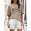 imageATHMILE Womens Oversized Shirts V Neck Plus Size Spring Workout Summer Tops Beach Vacation 2026 Gym Clothes Basic TeeKhaki1