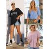 imageATHMILE Womens Oversized Shirts V Neck Plus Size Spring Workout Summer Tops Beach Vacation 2026 Gym Clothes Basic TeeLake Blue