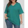 imageATHMILE Womens Oversized Shirts V Neck Plus Size Spring Workout Summer Tops Beach Vacation 2026 Gym Clothes Basic TeeLake Green