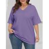 imageATHMILE Womens Oversized Shirts V Neck Plus Size Spring Workout Summer Tops Beach Vacation 2026 Gym Clothes Basic TeeLavender