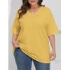 imageATHMILE Womens Oversized Shirts V Neck Plus Size Spring Workout Summer Tops Beach Vacation 2026 Gym Clothes Basic TeeLemon Yellow