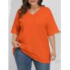 imageATHMILE Womens Oversized Shirts V Neck Plus Size Spring Workout Summer Tops Beach Vacation 2026 Gym Clothes Basic TeeOrange