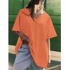 imageATHMILE Womens Oversized Shirts V Neck Plus Size Spring Workout Summer Tops Beach Vacation 2026 Gym Clothes Basic TeeOrange Pink