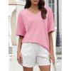 imageATHMILE Womens Oversized Shirts V Neck Plus Size Spring Workout Summer Tops Beach Vacation 2026 Gym Clothes Basic TeePink