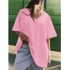 imageATHMILE Womens Oversized Shirts V Neck Plus Size Spring Workout Summer Tops Beach Vacation 2026 Gym Clothes Basic TeePink