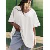 imageATHMILE Womens Oversized Shirts V Neck Plus Size Spring Workout Summer Tops Beach Vacation 2026 Gym Clothes Basic TeeWhite