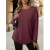 imageATHMILE Womens Oversized T Shirts Loose Fit Crewneck Short Sleeve Tops Summer Casual Blouse Y2K 2025 Basic Tee BeachZburgundy