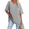 imageATHMILE Womens Oversized Shirts V Neck Plus Size Spring Workout Summer Tops Beach Vacation 2026 Gym Clothes Basic TeeGrey