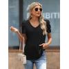 imageATHMILE Womens Blouse Dressy Casual V Neck Puff Short Sleeve Tshirts Boho Fashion Summer Spring Tunic Top ClothesBlack