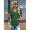 imageATHMILE Womens Blouse Dressy Casual V Neck Puff Short Sleeve Tshirts Boho Fashion Summer Spring Tunic Top ClothesDark Green