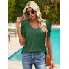 imageATHMILE Womens Blouse Dressy Casual V Neck Puff Short Sleeve Tshirts Boho Fashion Summer Spring Tunic Top ClothesDark Green