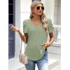 imageATHMILE Womens Blouse Dressy Casual V Neck Puff Short Sleeve Tshirts Boho Fashion Summer Spring Tunic Top ClothesGrey Green