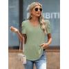 imageATHMILE Womens Blouse Dressy Casual V Neck Puff Short Sleeve Tshirts Boho Fashion Summer Spring Tunic Top ClothesGrey Green