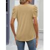 imageATHMILE Womens Blouse Dressy Casual V Neck Puff Short Sleeve Tshirts Boho Fashion Summer Spring Tunic Top ClothesKhaki