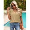 imageATHMILE Womens Blouse Dressy Casual V Neck Puff Short Sleeve Tshirts Boho Fashion Summer Spring Tunic Top ClothesKhaki
