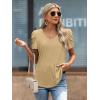 imageATHMILE Womens Blouse Dressy Casual V Neck Puff Short Sleeve Tshirts Boho Fashion Summer Spring Tunic Top ClothesKhaki