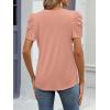 imageATHMILE Womens Blouse Dressy Casual V Neck Puff Short Sleeve Tshirts Boho Fashion Summer Spring Tunic Top ClothesPink