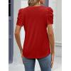 imageATHMILE Womens Blouse Dressy Casual V Neck Puff Short Sleeve Tshirts Boho Fashion Summer Spring Tunic Top ClothesRed