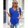 imageATHMILE Womens Blouse Dressy Casual V Neck Puff Short Sleeve Tshirts Boho Fashion Summer Spring Tunic Top ClothesRoyal Blue