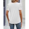 imageATHMILE Womens Blouse Dressy Casual V Neck Puff Short Sleeve Tshirts Boho Fashion Summer Spring Tunic Top ClothesWhite