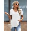 imageATHMILE Womens Blouse Dressy Casual V Neck Puff Short Sleeve Tshirts Boho Fashion Summer Spring Tunic Top ClothesWhite